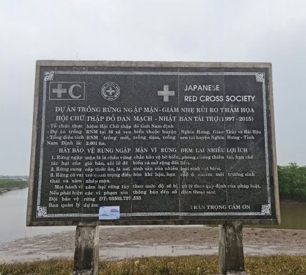 Dự án “Trồng rừng ngập mặn - Giảm thiểu rủi ro, thảm họa” do Hội Chữ thập đỏ Đan Mạch, Nhật Bản tài trợ.